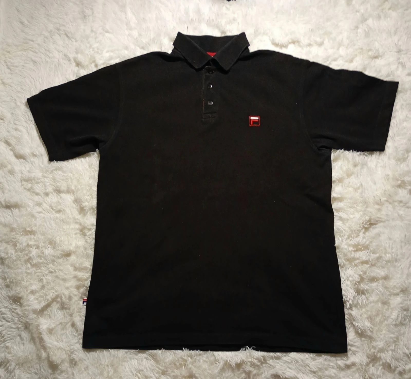 Y2K FILA Camiseta Polo Preta | Roupa Esportiva Retro Vintage Tamanho G – photo 2